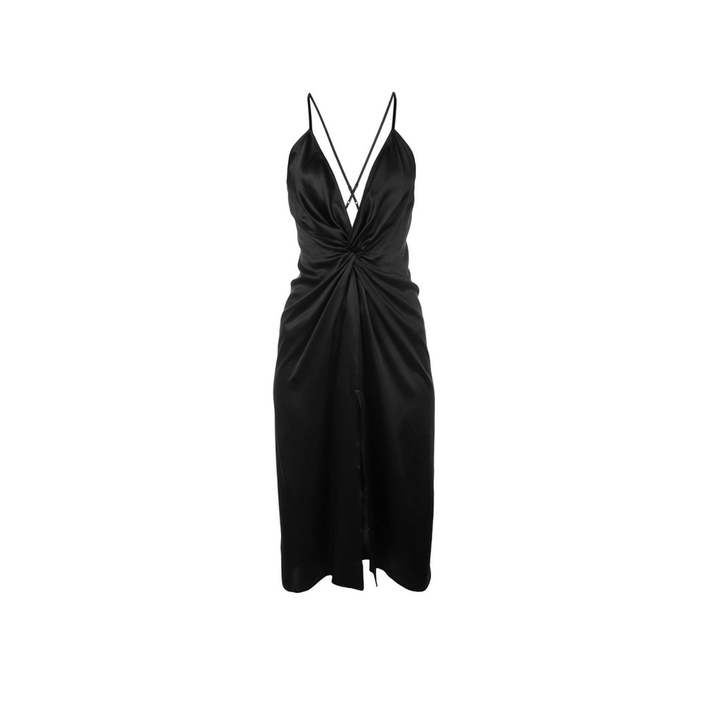 Reformation Black Silk Robertson Midi Dress XS